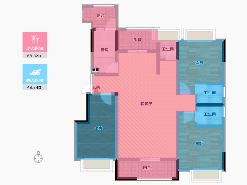 重庆-重庆市-力帆翡翠华府-101.36-户型库-动静分区