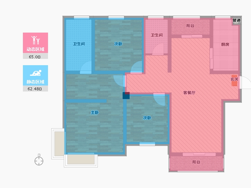 安徽省-六安市-梅园小区-111.20-户型库-动静分区