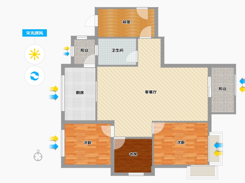 山东省-淄博市-中润华侨城(南区)-102.40-户型库-采光通风