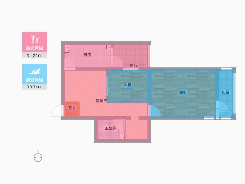 北京-北京市-玉海园二里-54.80-户型库-动静分区