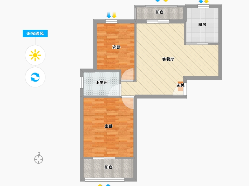 江苏省-无锡市-桃源人家-61.94-户型库-采光通风