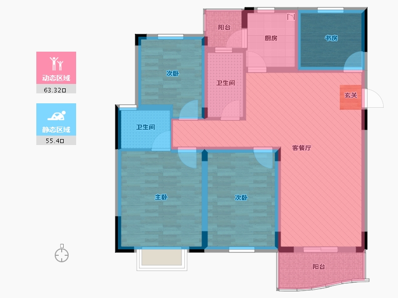 浙江省-嘉兴市-都谷花园-104.55-户型库-动静分区