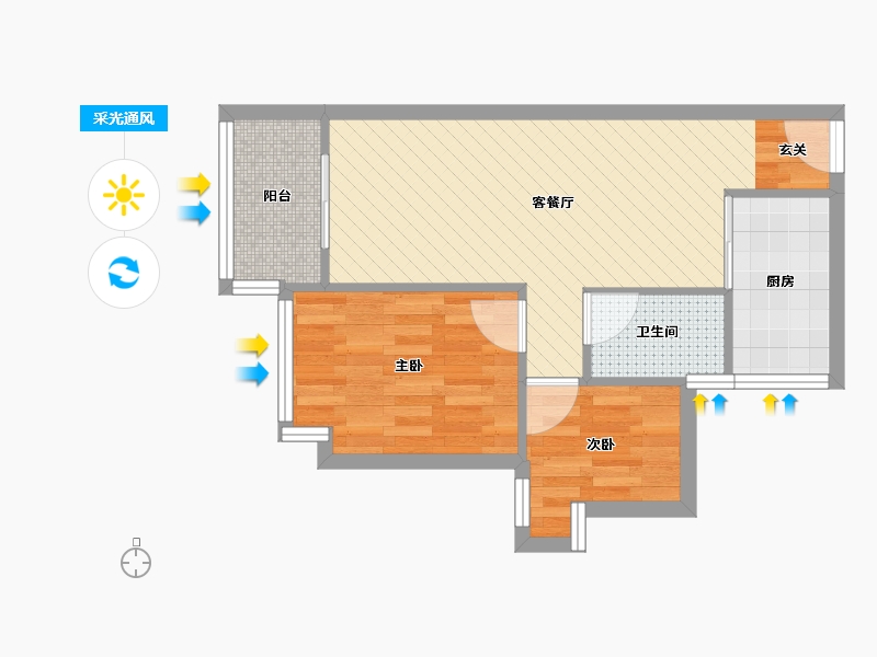 广东省-深圳市-潜龙鑫茂花园(B区)-47.77-户型库-采光通风