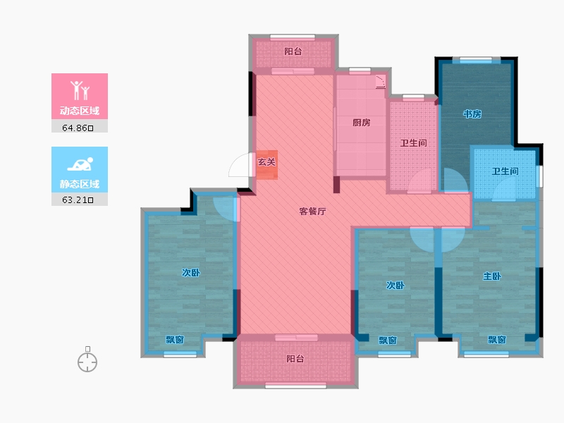 浙江省-宁波市-星光华府-113.17-户型库-动静分区