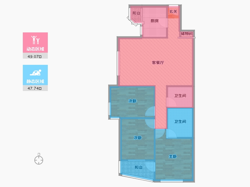 北京-北京市-东润枫景-86.81-户型库-动静分区