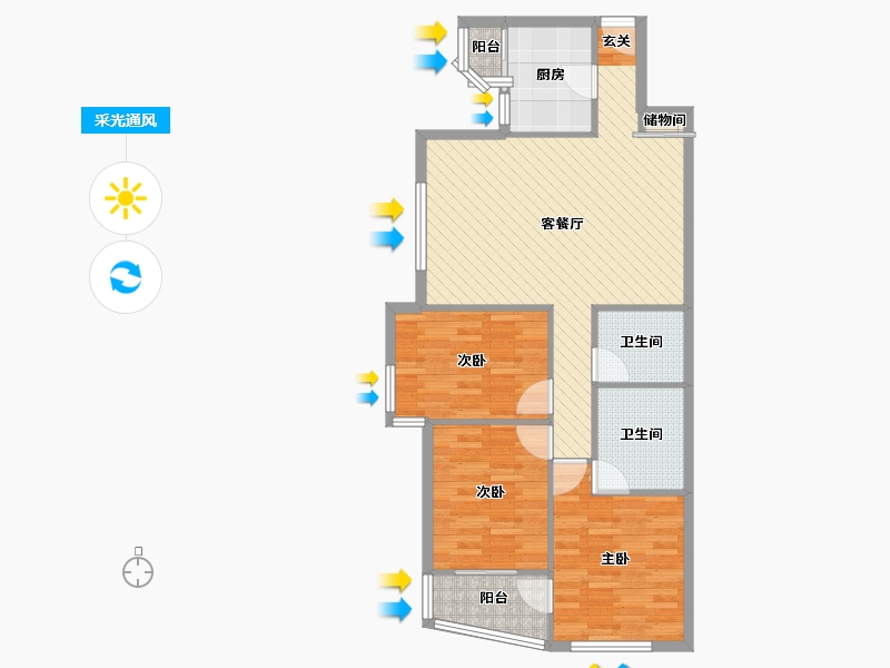 北京-北京市-东润枫景-86.81-户型库-采光通风