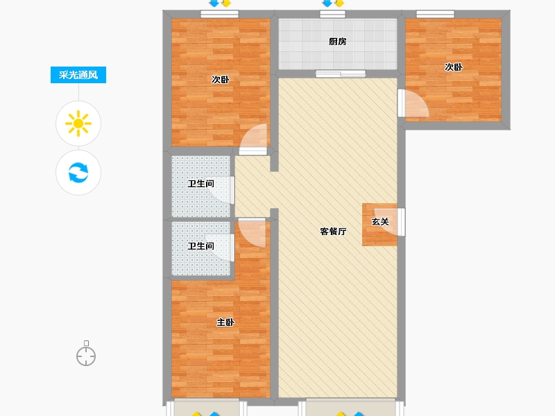 北京-北京市-禧悦府-85.51-户型库-采光通风