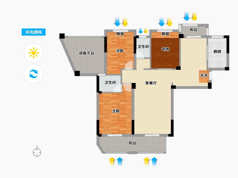 广西壮族自治区-桂林市-漓江郡府-119.15-户型库-采光通风