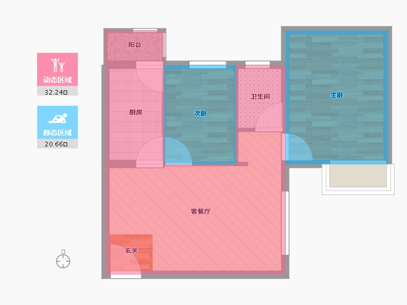 天津-天津市-彩虹城亲和良园-46.27-户型库-动静分区