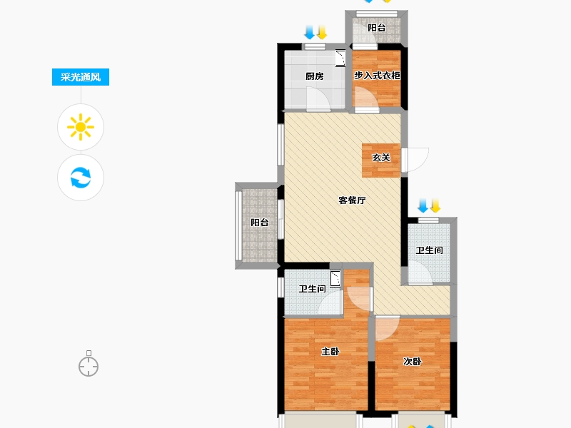 浙江省-嘉兴市-孔雀城塘院-78.40-户型库-采光通风