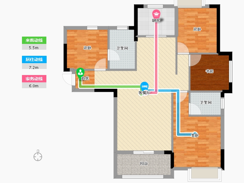 湖北省-仙桃市-沔阳公馆-99.93-户型库-动静线