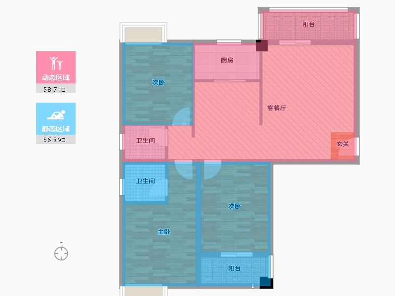 浙江省-杭州市-沙县天瑞花园-102.00-户型库-动静分区