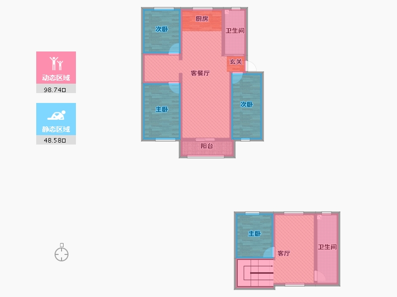 新疆维吾尔自治区-塔城地区-托里县格林华府-128.96-户型库-动静分区