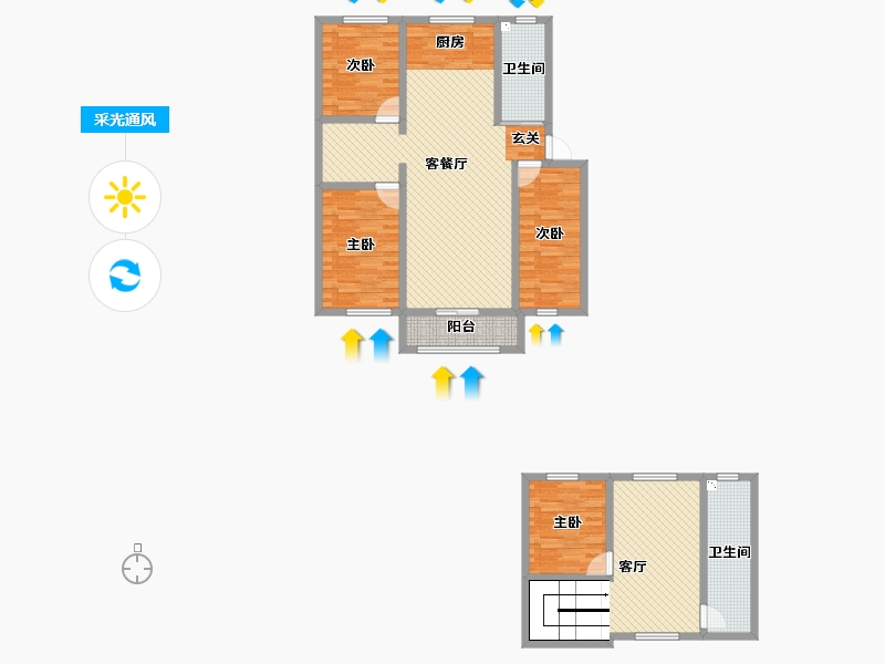 新疆维吾尔自治区-塔城地区-托里县格林华府-128.96-户型库-采光通风