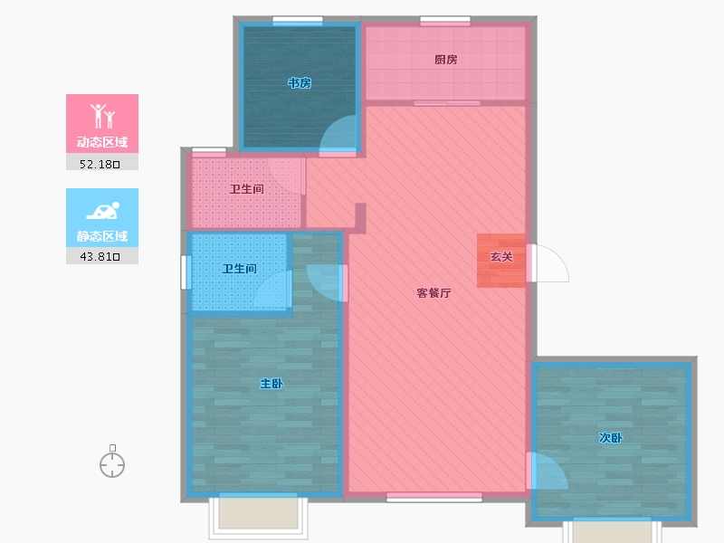 新疆维吾尔自治区-乌鲁木齐市-高铁明珠-85.34-户型库-动静分区