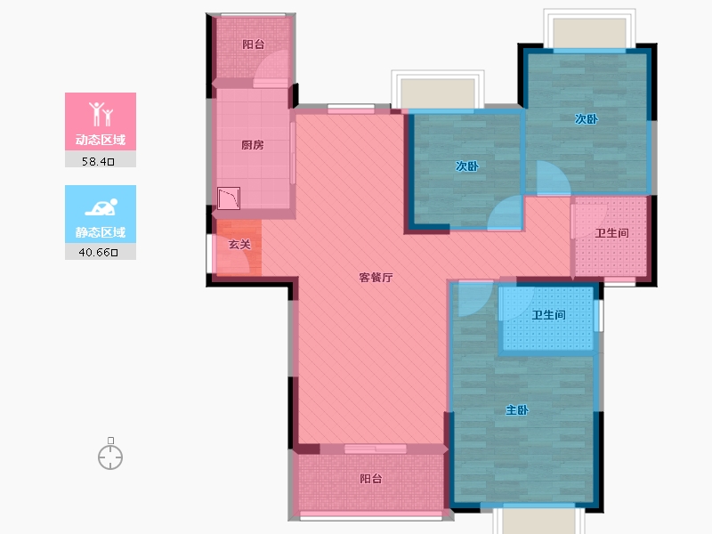 湖北省-武汉市-联投金色港湾-87.15-户型库-动静分区