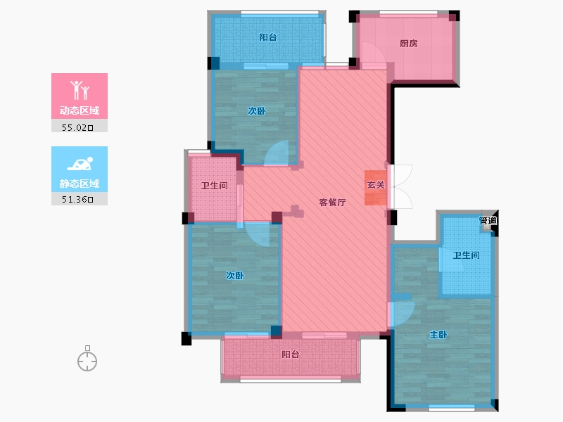 浙江省-台州市-云锦花苑-93.37-户型库-动静分区