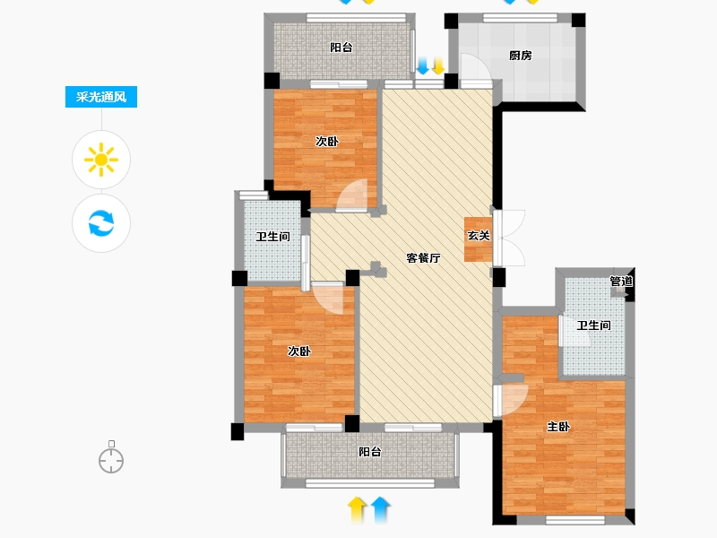 浙江省-台州市-云锦花苑-93.37-户型库-采光通风