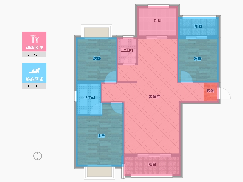 湖南省-常德市-鑫湖缘.时代广场-89.23-户型库-动静分区