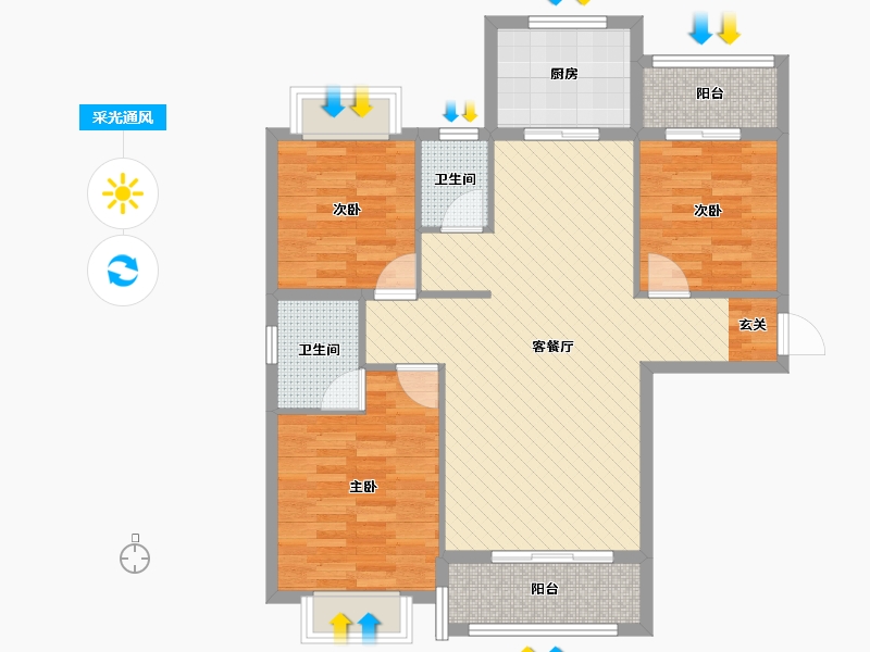 湖南省-常德市-鑫湖缘.时代广场-89.23-户型库-采光通风