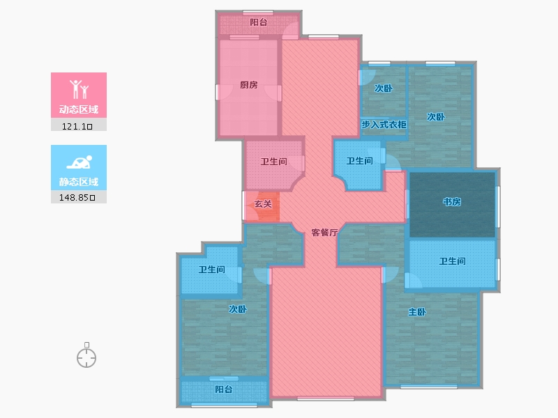 内蒙古自治区-呼和浩特市-巨华世纪城-241.44-户型库-动静分区