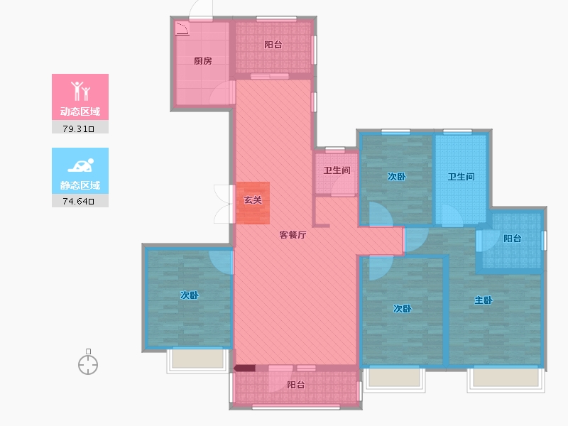 湖北省-十堰市-万达-136.80-户型库-动静分区