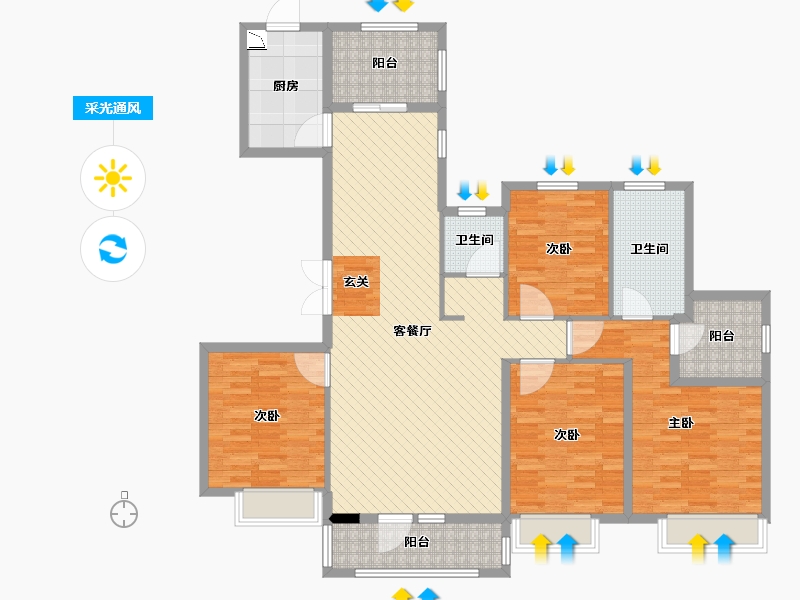 湖北省-十堰市-万达-136.80-户型库-采光通风