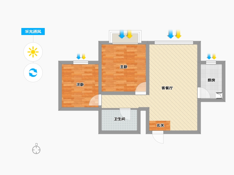 甘肃省-兰州市-金龙园-60.08-户型库-采光通风