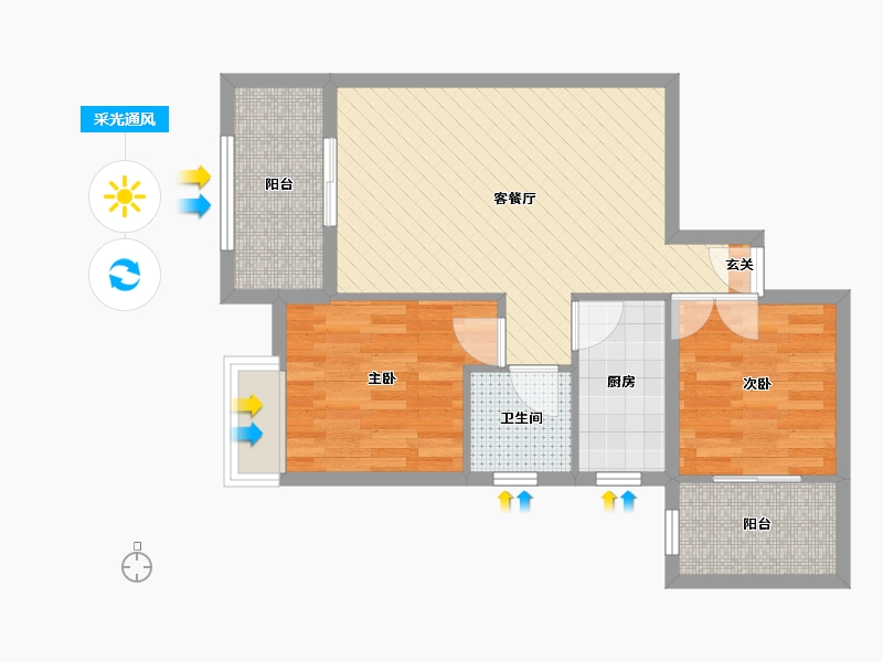 山西省-临汾市-中骏国际四期-59.85-户型库-采光通风