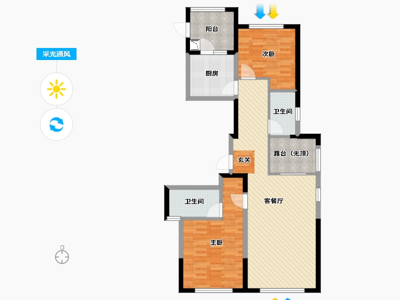 河南省-郑州市-滨水家园-90.56-户型库-采光通风