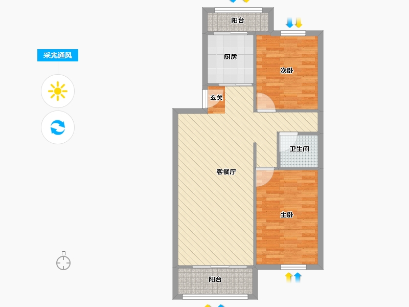 北京-北京市-重聚园-67.35-户型库-采光通风