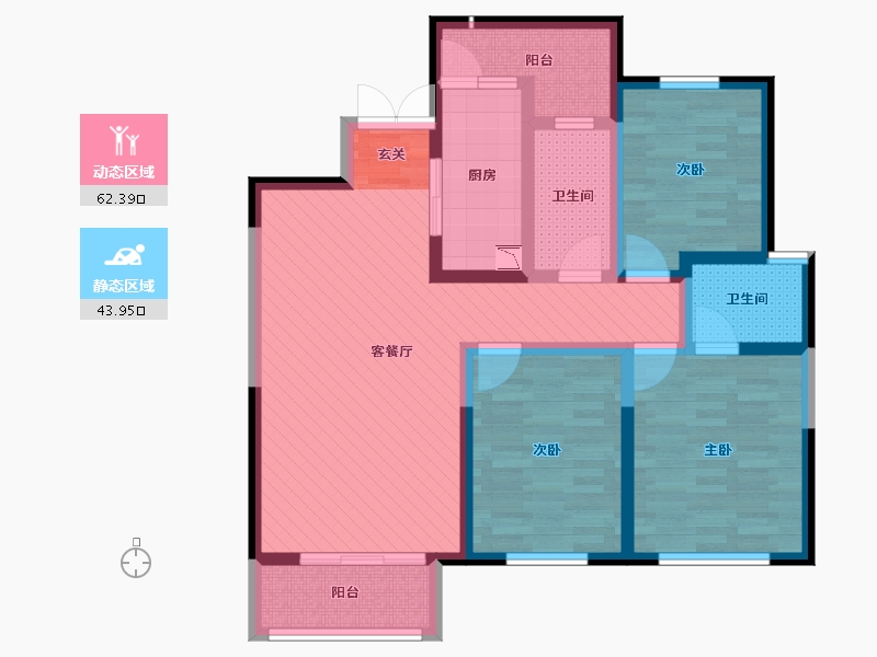 陕西省-宝鸡市-汉强海德公园-91.31-户型库-动静分区