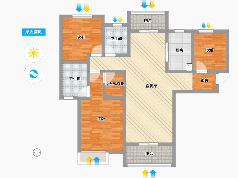 河南省-驻马店市-建业・十八城-98.30-户型库-采光通风