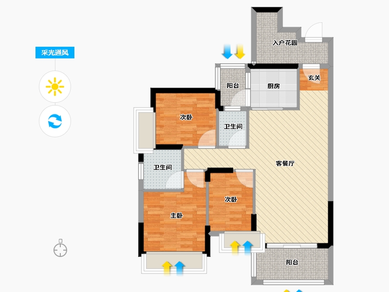 广东省-东莞市-礼顿金御海湾-79.49-户型库-采光通风