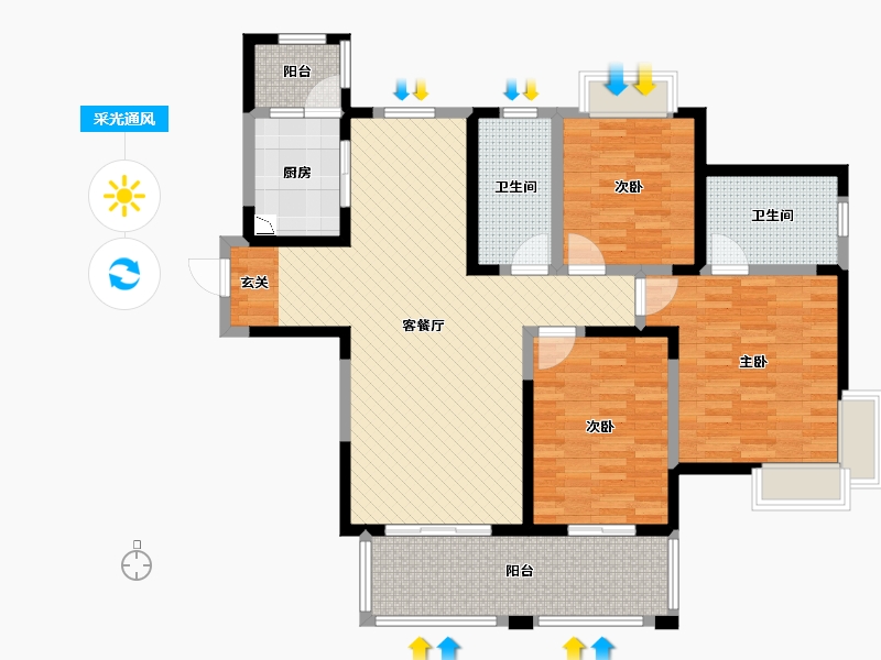 江苏省-苏州市-融城汇园-21号楼-115.00-户型库-采光通风