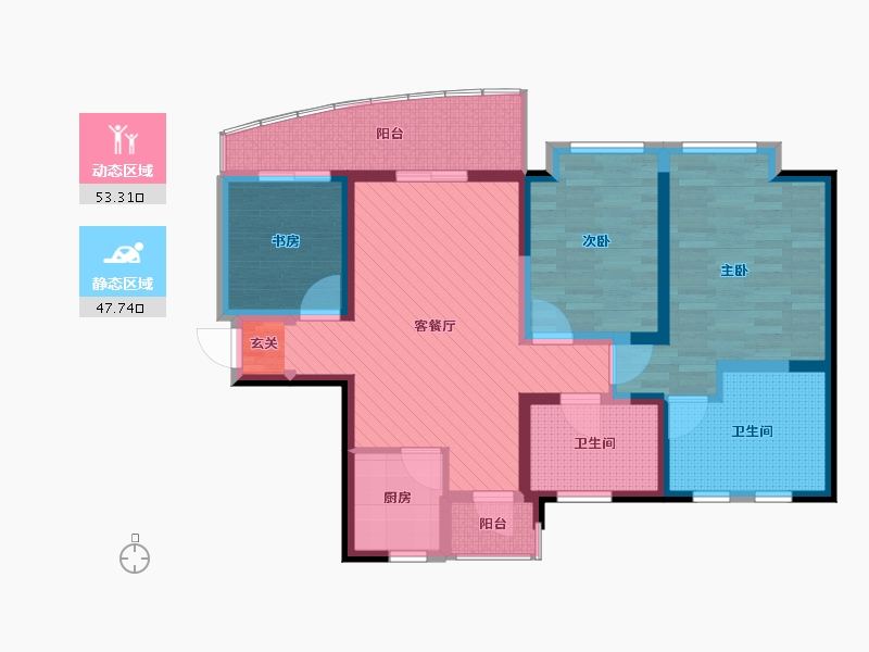 海南省-海口市-罗曼帝克-87.59-户型库-动静分区