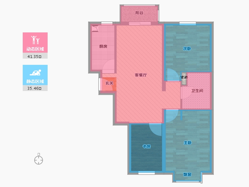 北京-北京市-国风美唐E户型12楼E3-67.93-户型库-动静分区