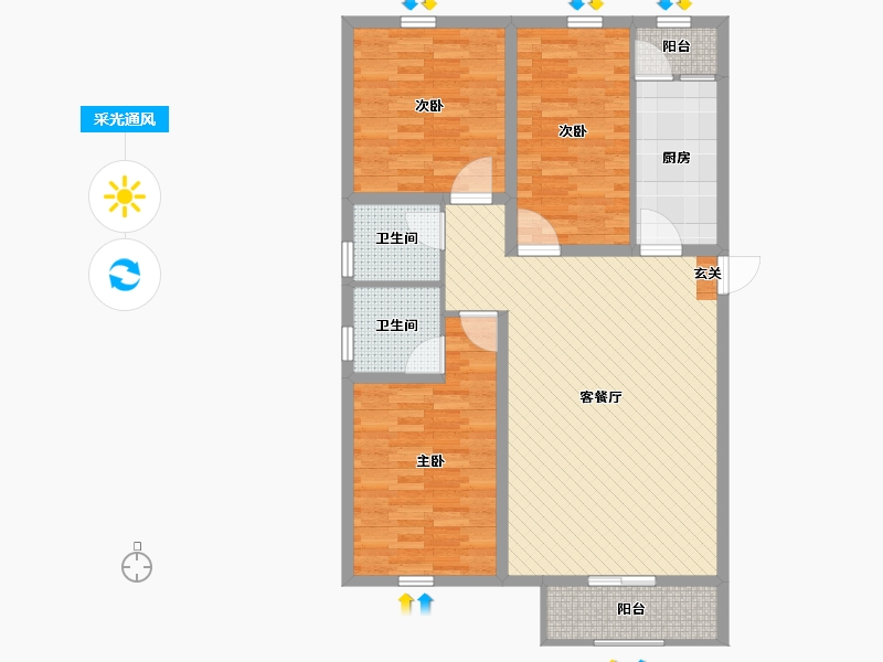 北京-北京市-榆垡新机场回迁-100.80-户型库-采光通风