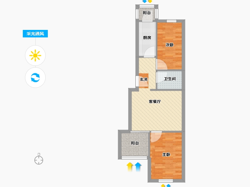 北京-北京市-车站中里-43.93-户型库-采光通风