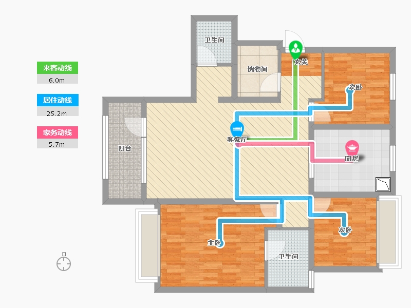 辽宁省-沈阳市-万科西华府-100.84-户型库-动静线