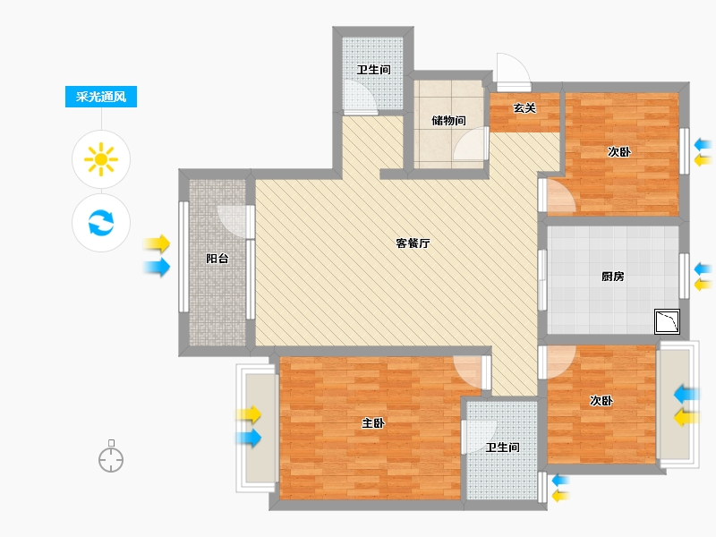 辽宁省-沈阳市-万科西华府-100.84-户型库-采光通风