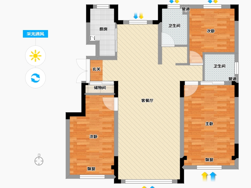 吉林省-长春市-新星宇之悦-92.72-户型库-采光通风