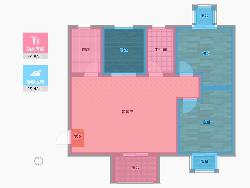 湖北省-宜昌市-北辰明珠-73.50-户型库-动静分区