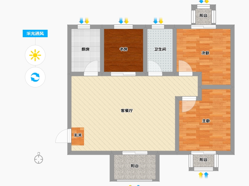 湖北省-宜昌市-北辰明珠-73.50-户型库-采光通风