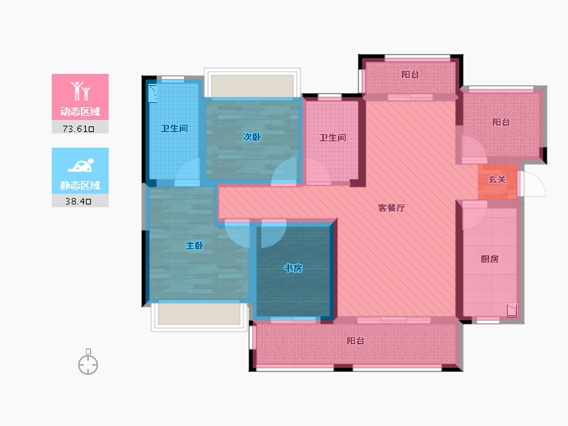 湖南省-株洲市-台北城-95.55-户型库-动静分区