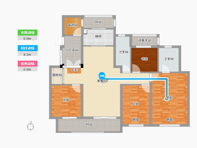 安徽省-亳州市-涡阳静天府YD3户型-125.83-户型库-动静线