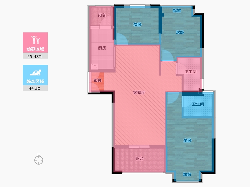 福建省-龙岩市-美伦东锦缘-88.63-户型库-动静分区