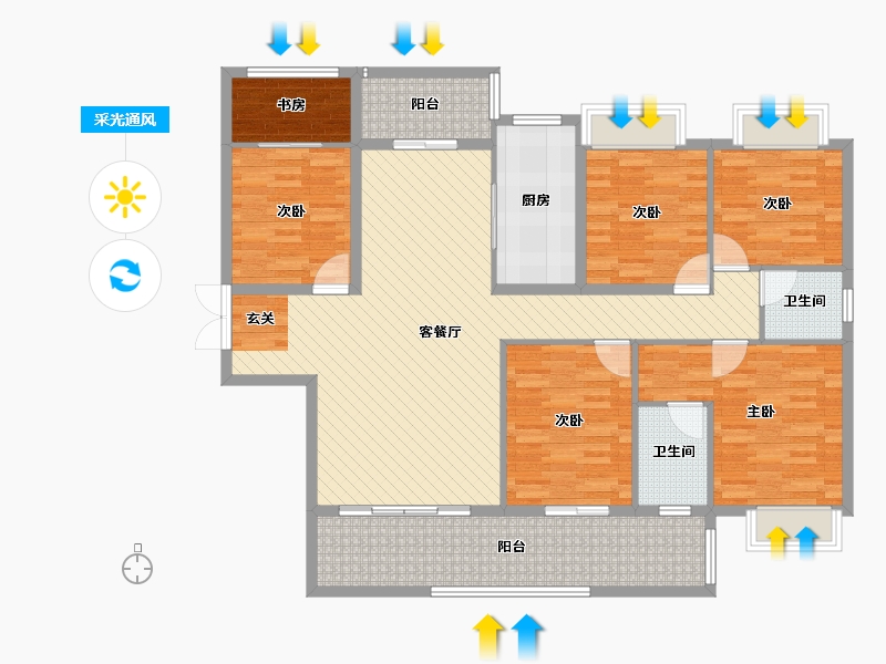 湖南省-衡阳市-英伦首府-135.66-户型库-采光通风