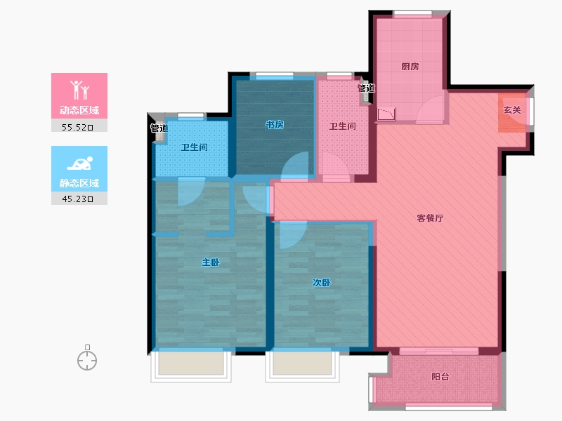 上海-上海市-华谊逸品澜湾-88.56-户型库-动静分区