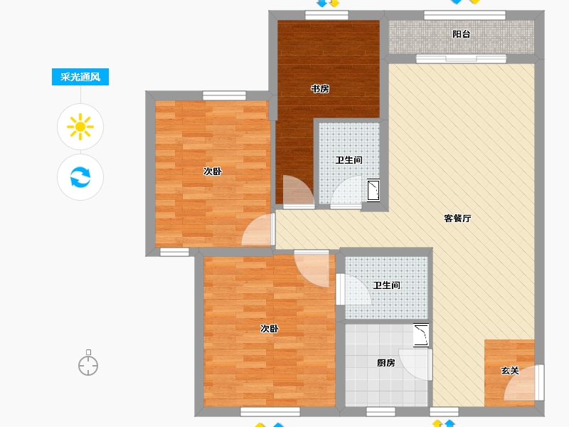 山西省-太原市-东港家园-87.42-户型库-采光通风